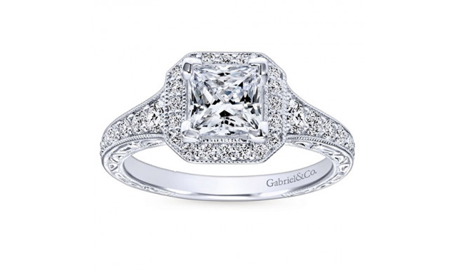 Gabriel & Co 14k White Gold Princess Cut Halo Engagement Ring