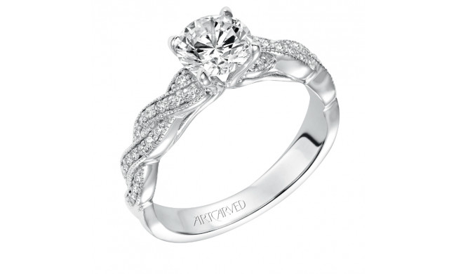 Artcarved Bridal Semi-Mounted with Side Stones Contemporary Twist Diamond Engagement Ring Cintra 14K White Gold - 31-V578ERW-E.01