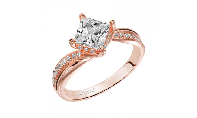 Artcarved Bridal Mounted with CZ Center Contemporary Twist Diamond Engagement Ring Stella 14K Rose Gold - 31-V304FCR-E.00