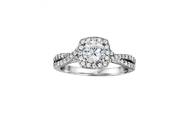 True Romance 14k White Gold 0.48ct Diamond Halo Semi Mount Engagement Ring