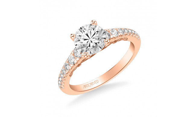 Artcarved Bridal Semi-Mounted with Side Stones Classic Lyric Solitaire Engagement Ring Suki 14K Rose Gold - 31-V1009GRR-E.01