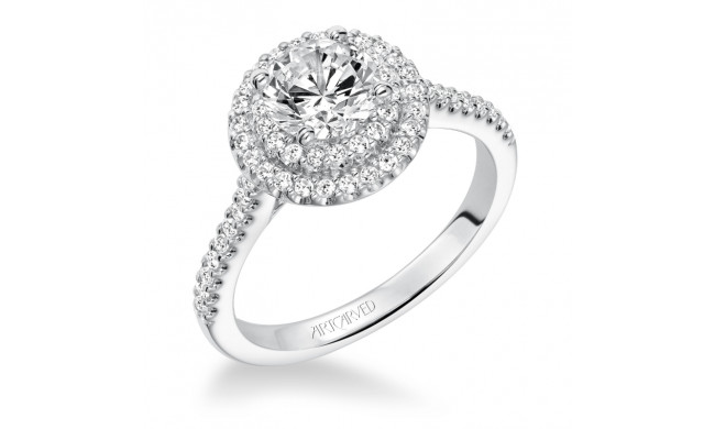 Artcarved Bridal Semi-Mounted with Side Stones Classic Halo Engagement Ring Melinda 14K White Gold - 31-V607ERW-E.01