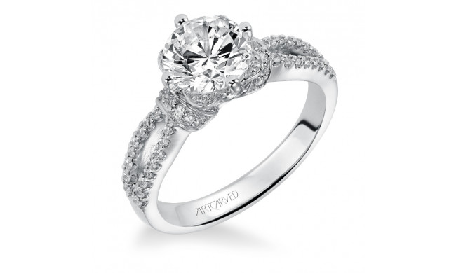 Artcarved Bridal Semi-Mounted with Side Stones Contemporary Floral Diamond Engagement Ring Phoebe 14K White Gold - 31-V337GRW-E.01