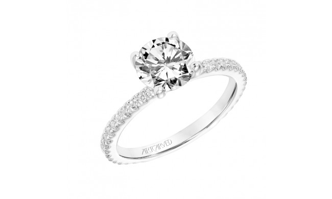 Artcarved Bridal Semi-Mounted with Side Stones Classic Engagement Ring Aubrey 18K White Gold - 31-V803ERW-E.03