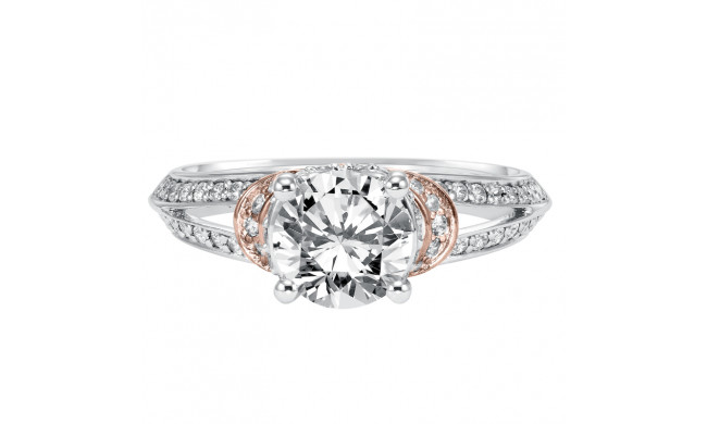 Artcarved Bridal Semi-Mounted with Side Stones Contemporary Engagement Ring Tahlia 14K White Gold Primary & 14K Rose Gold - 31-V312FRR-E.01