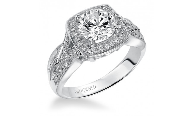 Artcarved Bridal Semi-Mounted with Side Stones Vintage Diamond Halo Engagement Ring Madison 14K White Gold - 31-V282GRW-E.01