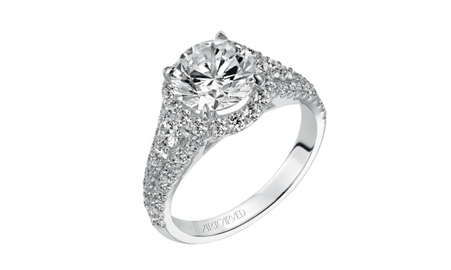 Artcarved Bridal Semi-Mounted with Side Stones Classic Halo Engagement Ring Wanda 14K White Gold - 31-V506HRW-E.01