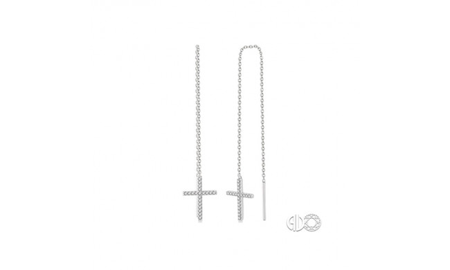 Ashi 10k White Gold Cross Thread Diamond Earrings