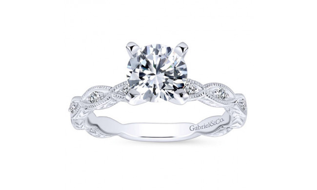 Gabriel & Co 14k White Gold Round Straight Engagement Ring