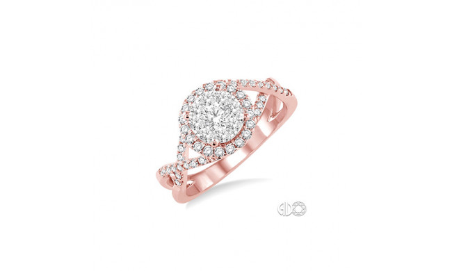 Ashi 14k Rose Gold Lovebright Round Cut Diamond Engagemen Ring