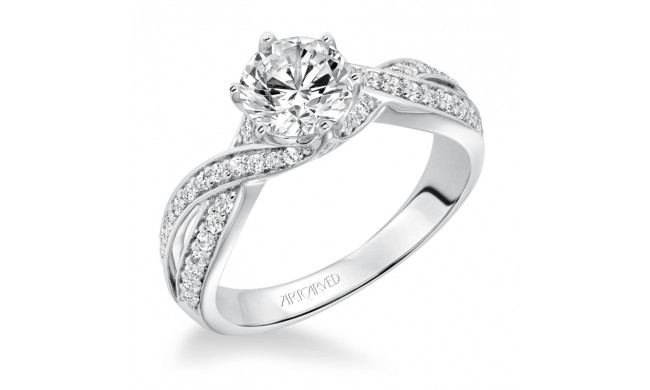 Artcarved Bridal Semi-Mounted with Side Stones Contemporary Twist Diamond Engagement Ring Presley 14K White Gold - 31-V593ERW-E.01
