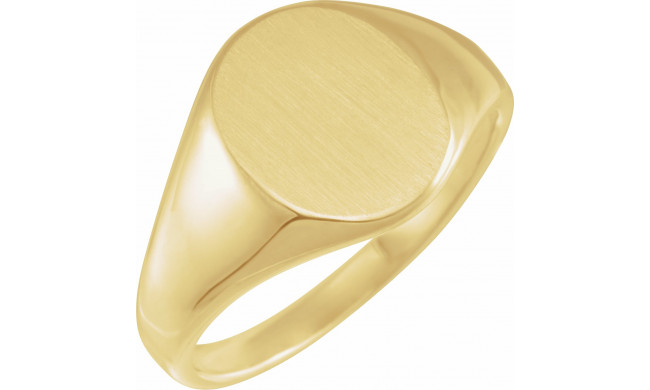 14K Yellow 14.6x12.1 mm Oval Signet Ring - 946337886P