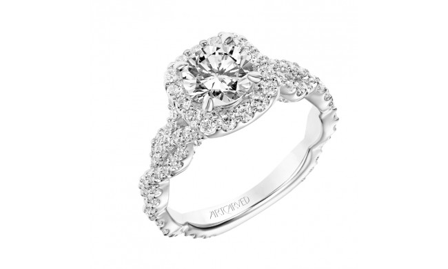 Artcarved Bridal Mounted with CZ Center Contemporary Twist Halo Engagement Ring Everly 14K White Gold - 31-V768ERW-E.00