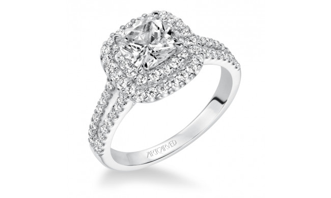 Artcarved Bridal Mounted with CZ Center Classic Halo Engagement Ring Dorothy 14K White Gold - 31-V610FUW-E.00