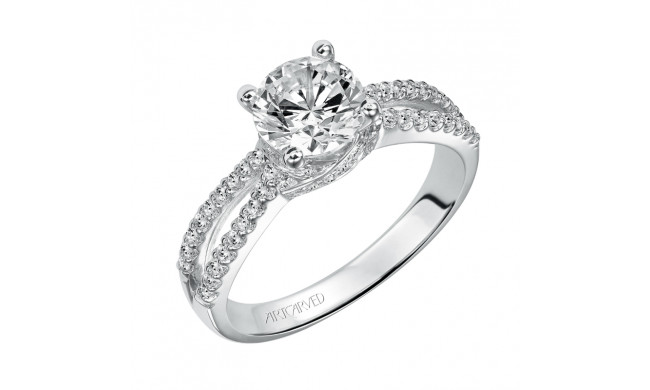 Artcarved Bridal Mounted with CZ Center Contemporary Engagement Ring Melanie 14K White Gold - 31-V344FRW-E.00