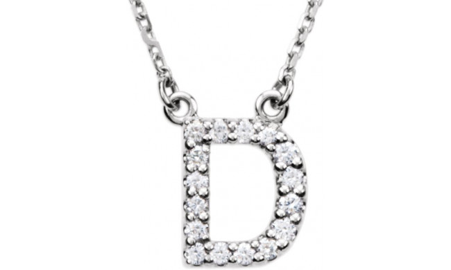 14K White Initial D 1/8 CTW Diamond 16 Necklace - 67311103P