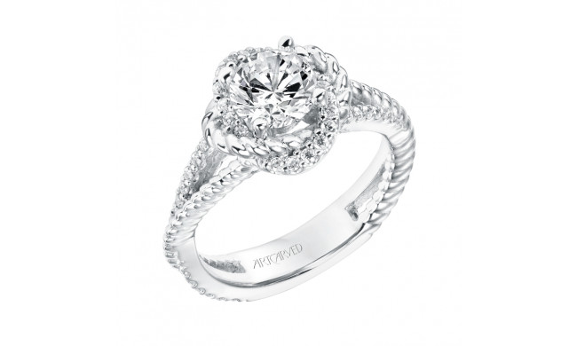 Artcarved Bridal Mounted with CZ Center Contemporary Rope Halo Engagement Ring Ivy 14K White Gold - 31-V701ERW-E.00