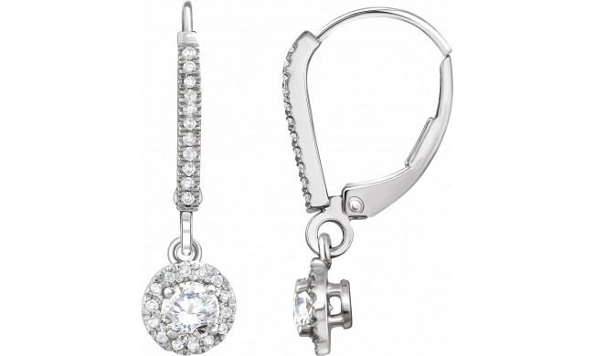 14K White 5/8 CTW Diamond Halo-Style Lever Back Earrings - 65293860001P