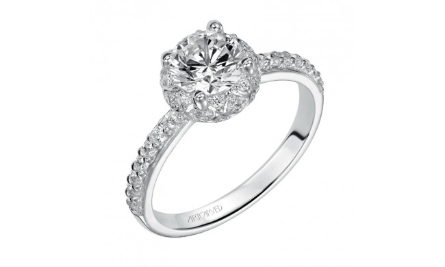 Artcarved Bridal Semi-Mounted with Side Stones Contemporary Halo Engagement Ring Ellen 14K White Gold - 31-V390ERW-E.01