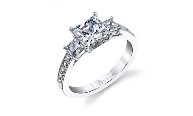 0.65tw Semi-Mount Engagement Ring With 1ct Princess Head