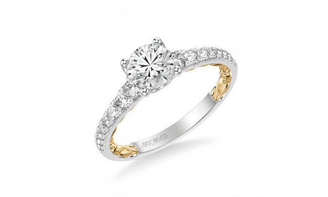 Artcarved Bridal Semi-Mounted with Side Stones Classic Lyric Engagement Ring Harley 14K White Gold Primary & 14K Yellow Gold - 31-V911ERWY-E.01