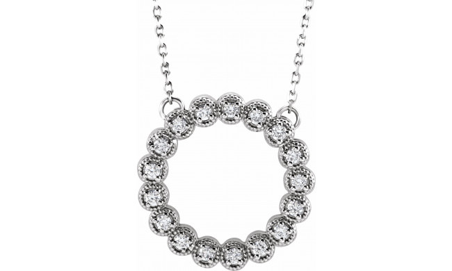 14K White 1/4 CTW Diamond Circle 16-18 Necklace - 86708605P