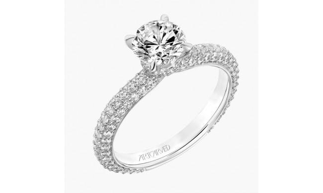 Artcarved Bridal Semi-Mounted with Side Stones Classic Pave Diamond Engagement Ring Helena 14K White Gold - 31-V749ERW-E.01