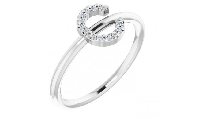 14K White .05 CTW Diamond Initial C Ring - 1238346010P