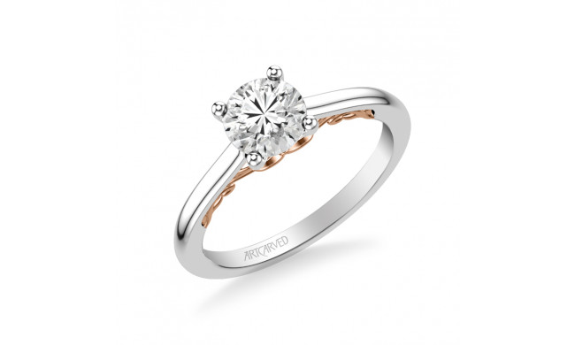 Artcarved Bridal Mounted with CZ Center Classic Lyric Engagement Ring Carly 14K White Gold Primary & 14K Rose Gold - 31-V1002ERWR-E.00