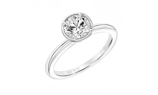 Artcarved Bridal Mounted with CZ Center Contemporary Bezel Engagement Ring Lake 18K White Gold - 31-V837ERW-E.02