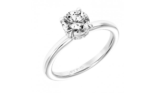 Artcarved Bridal Semi-Mounted with Side Stones Classic Solitaire Engagement Ring Erin 14K White Gold - 31-V748ERW-E.01