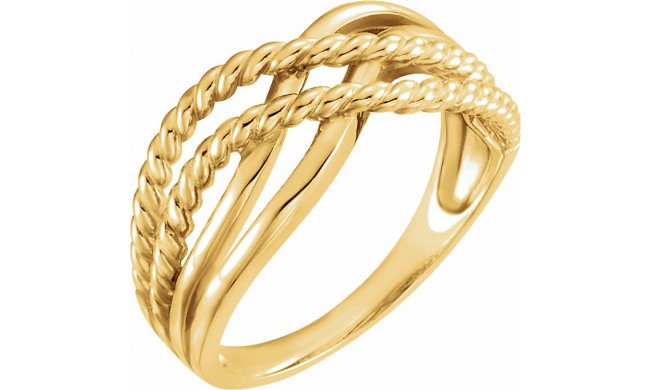 14K Yellow Crossover Rope Design Ring - 861521001P