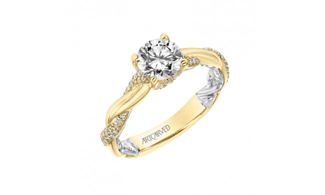Artcarved Bridal Semi-Mounted with Side Stones Contemporary Lyric Engagement Ring Starla 18K Yellow Gold Primary & White Gold - 31-V920ERYW-E.03