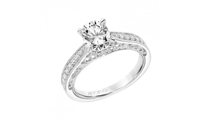 Artcarved Bridal Mounted with CZ Center Vintage Filigree Diamond Engagement Ring Vera 18K White Gold - 31-V791EVW-E.02