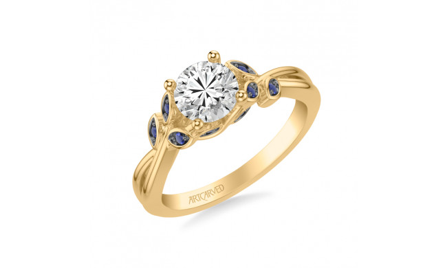 Artcarved Bridal Mounted with CZ Center Contemporary Engagement Ring 14K Yellow Gold & Blue Sapphire - 31-V317SERY-E.00