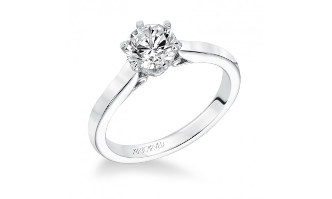 Artcarved Bridal Semi-Mounted with Side Stones Classic Solitaire Engagement Ring Chivon 14K White Gold - 31-V614ERW-E.01