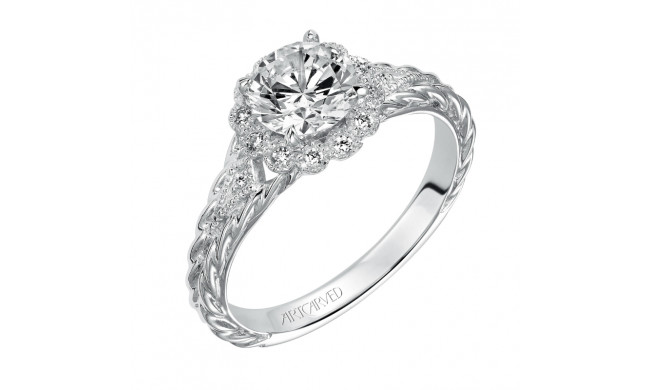 Artcarved Bridal Mounted with CZ Center Contemporary Twist Halo Engagement Ring Lila 14K White Gold - 31-V462ERW-E.00