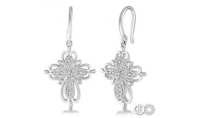Ashi Diamonds Silver Cross Earrings