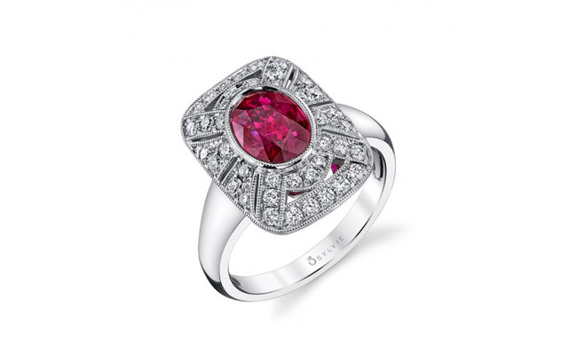 2.14tw Semi-Mount Engagement Ring With 1.58ct Oval Ruby 14W