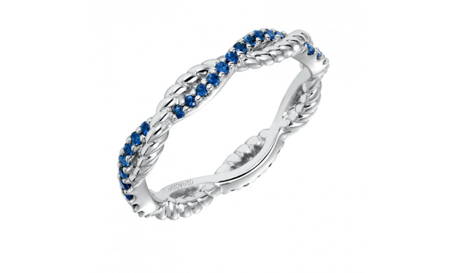 Artcarved Bridal Mounted with Side Stones Contemporary Stackable Eternity Anniversary Band 14K White Gold & Blue Sapphire - 33-V15S4W65-L.00
