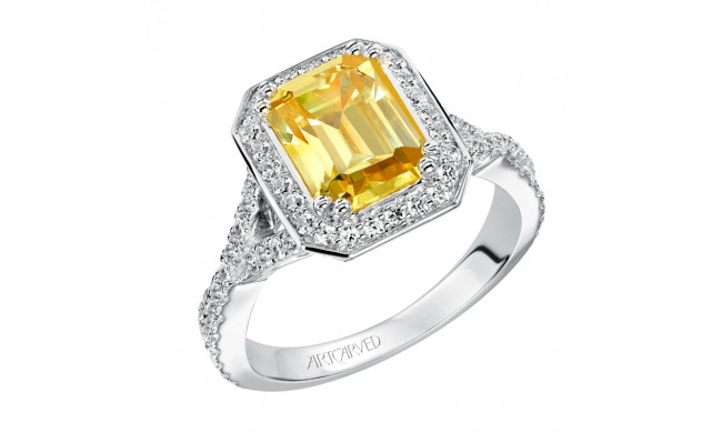 Artcarved Bridal Mounted with CZ Center Vintage Halo Engagement Ring Janice 14K White Gold - 31-V505HEW-E.00
