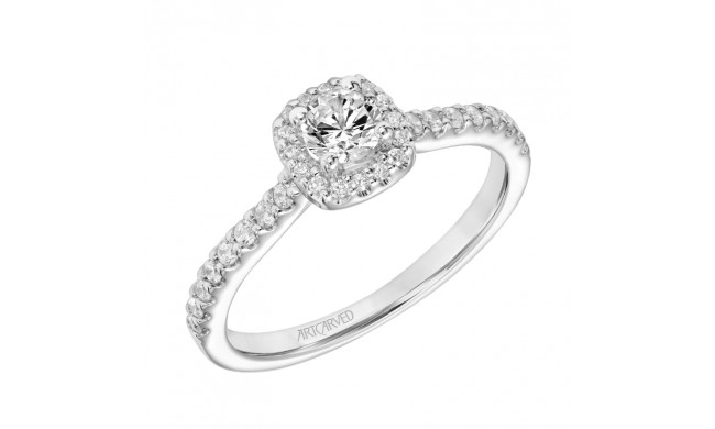 Artcarved Bridal Mounted Mined Live Center Classic One Love Halo Engagement Ring Charlene 14K White Gold - 31-V867ARW-E.00