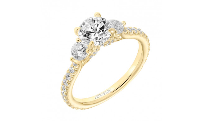Artcarved Bridal Mounted with CZ Center Classic Diamond 3-Stone Engagement Ring Claudia 14K Yellow Gold - 31-V742ERY-E.00