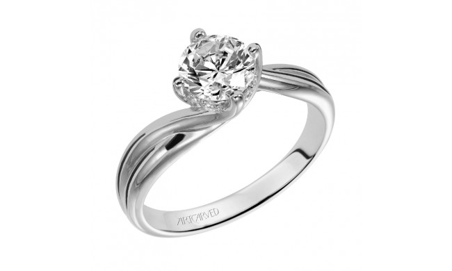 Artcarved Bridal Semi-Mounted with Side Stones Contemporary Twist Solitaire Engagement Ring Whitney 14K White Gold - 31-V303ERW-E.01
