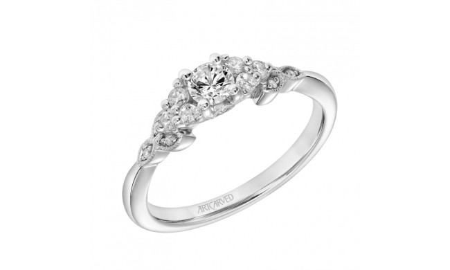 Artcarved Bridal Semi-Mounted with Side Stones Contemporary One Love Engagement Ring Adeline 14K White Gold - 31-V309XRW-E.04