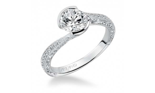 Artcarved Bridal Mounted with CZ Center Vintage Engraved Diamond Engagement Ring Rima 14K White Gold - 31-V515ERW-E.00