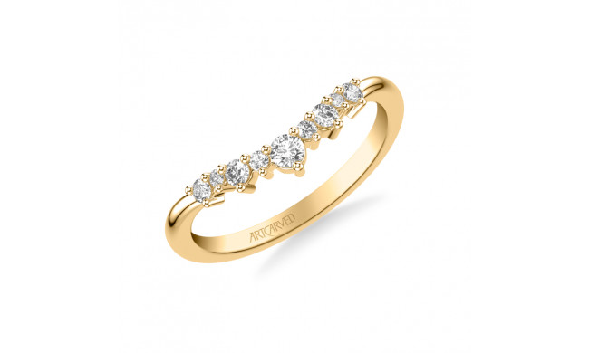 Artcarved Bridal Mounted with Side Stones Contemporary Diamond Wedding Band 14K Yellow Gold - 31-V1020Y-L.00