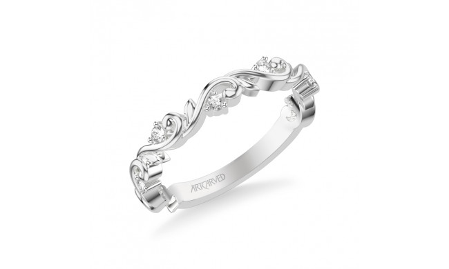 Artcarved Bridal Mounted with Side Stones Classic Lyric Diamond Anniversary Ring 14K White Gold - 33-V9408W-L.00