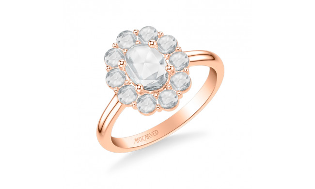 Artcarved Bridal Mounted Mined Live Center Classic Rose Goldcut Halo Engagement Ring Valentina 14K Rose Gold - 31-V987CVR-E.00