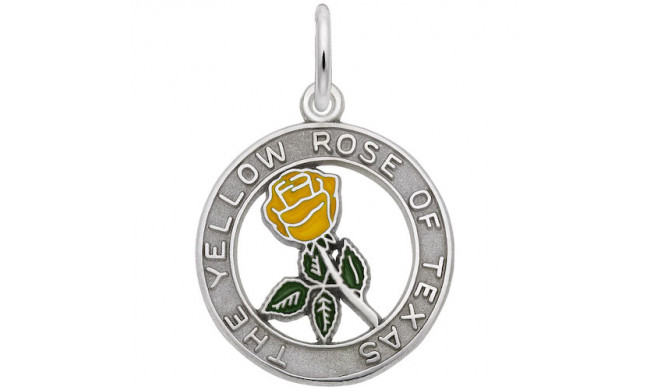 Rembrandt Sterling Silver Enamel Yellow Rose Of Texas Charm